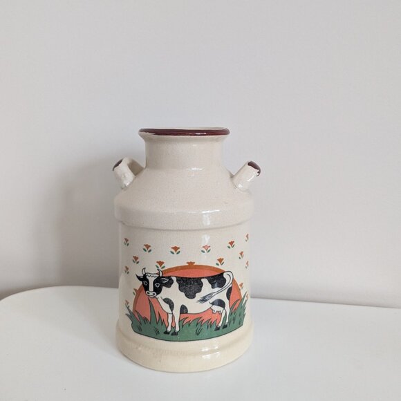 COUNTRY COW FARM VINTAGE CERAMIC MILK JUG VASE - Picture 1 of 3
